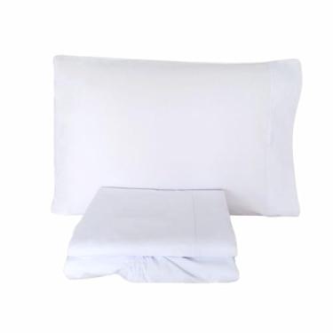 Imagem de Jogo de Lençol 3 Peças Mini Cama Percal 200 Fios 100% Algodão Branco Arrumadinho Enxovais