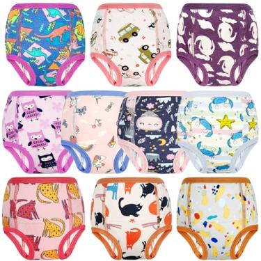 Imagem de MooMoo Baby Cuecas De Treino, Pacotes Com 10 Unidades, Absorventes, Para Meninos E Meninas, Xixi Algodão, 5T