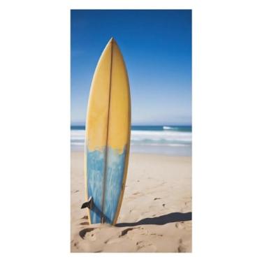 Imagem de ADASGHBY Toalha de praia de secagem rápida, prancha de surf, grandes toalhas de natação para piscina, acessórios de praia para banheiro, viagem, acampamento
