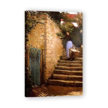 Imagem de La Laveuse John Lavery Iconic Realist Portrait & War Scene Canvas Art – Decoração de parede irlandesa atemporal para casa 20 x 30 cm emoldurada