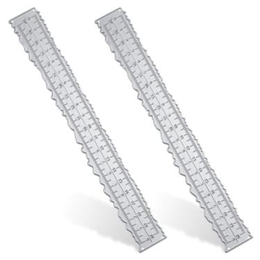 Imagem de 2 peças de régua de borda de convés de 20 cm régua de borda irregular de metal para artesanato medições de corte em relevo réguas de papel de corte decorativo ferramenta de medição ondulada réguas de
