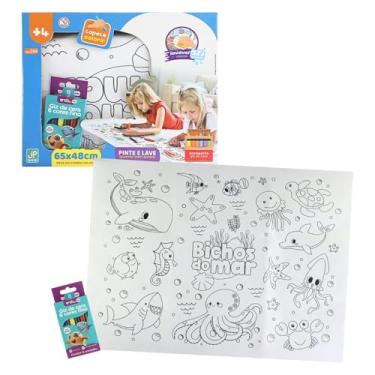 Imagem de Kit 02 Tapete de Colorir 50cm Lavável Para Desenhar Pintar Colorir Apagar Infantil Tapete de atividade