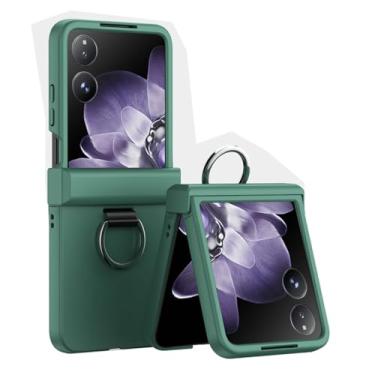 Imagem de FWYANZH Capa para Xiaomi Mix Flip 2, protetor de tela integrado, capa anti-queda com dobradiça tudo incluso com anel de dedo de metal, bronze, flip 2