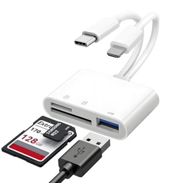 Imagem de MaxRenard Leitor de cartão SD USB-C para iPhone e iPad, adaptador de cartão de memória de porta dupla para câmeras – Suporta SD, Micro SD, USB 3.0, Plug & Play – sem necessidade de aplicativo