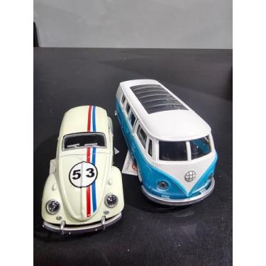 Imagem de Kit Fusc Kombi Miniatura Colecionável Brinquedo Carrinho Metal À fricção Abre Portas (Edição Especial 53 + Kombi Azul)