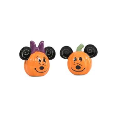 Imagem de Zrike Brands Disney Halloween Conjunto de saleiro e pimenteiro, Mickey e Minnie Jack-O-Lanterns