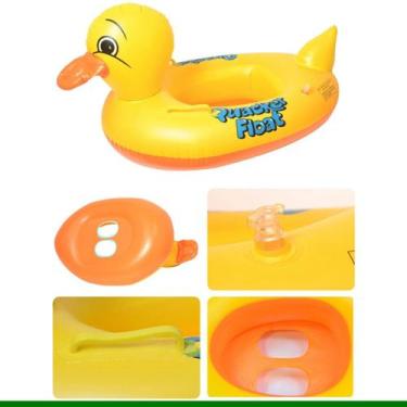 Imagem de Boia Inflavel Infantil c/assento Fralda Pato Snel Home, Amarelo, Laran