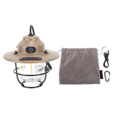 Imagem de LED Lanterna de acampamento Vintage Recarregável à prova d'água Luz externa com Bateria de 1200mAh de escurecimento para caminhada engrenagem portátil de acampamento Iron ABS PC (Areia)