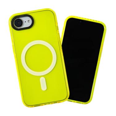 Imagem de SteepLab Capa magnética barreira para iPhone 16e - Compatível com MagSafe - Capa de absorção de impacto com ímãs fortes - Proteção 360 e moldura elevada (amarelo neon de alta energia)