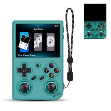 Imagem de FIOPAZ Capa protetora de silicone Anbernic RG35XX Pro, compatível apenas com acessórios de console de jogos portáteis RG35XXPro, capa de silicone macio lavável antiarranhões com cordão (verde)