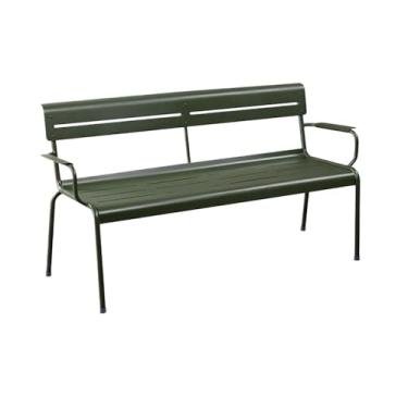 Imagem de YAYAOVP-24927 Banco ao ar livre, banco de lazer, pátio, jardim, terraço, liga de alumínio, assento duplo, cadeira de encosto de varanda (verde militar) bancos de jardim (grande)