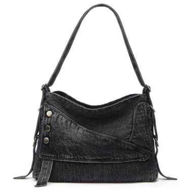 Imagem de Bolsas jeans de grande capacidade bolsa transversal retrô bolsas Hobo bolsas espaçosas 2025, Preto
