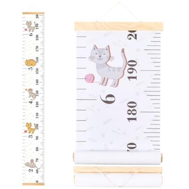 Imagem de CREATCABIN Tabela de crescimento de gatos para parede com desenho animado de altura gráfico de crescimento de parede para pendurar na parede, régua, decoração de parede, tabela de crescimento de