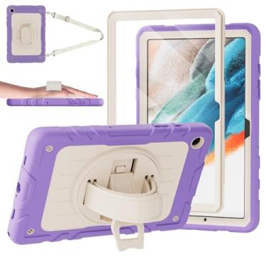 Imagem de Stweap Capa para Samsung Galaxy Tab A9+/A9 Plus 11 polegadas 2023 (SM-X210/X216/X218), capa protetora resistente à prova de choque com protetor de tela, suporte giratório e alça de mão/ombro (roxo +