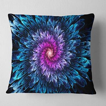 Imagem de Designart Loção floral de flor fractal brilhante mágica para sala de estar, sofá, almofada de alta qualidade + capa de almofada impressa em ambos os lados 40,64 x 40,64 cm