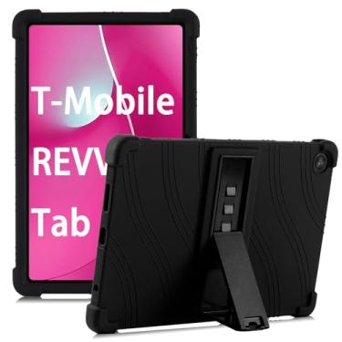 Imagem de Kwamaz Capa para Revvl Tab 2 (2025), capa infantil de silicone macio para tablet Tmobile Revvl Tab 2, com suporte (preto)