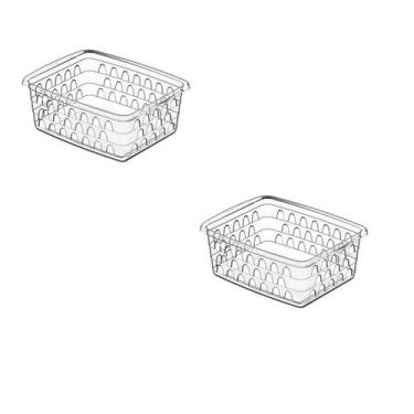 Imagem de Kit 2 Cesto Caixa Organizadora Multiuso Pequeno Transparente - Uninjet