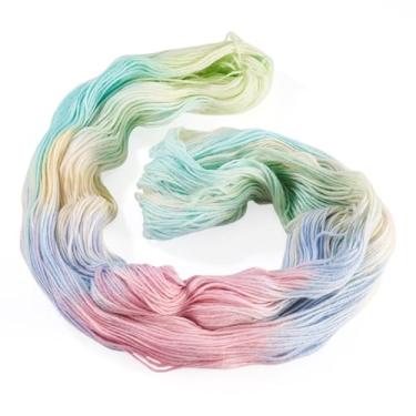 Imagem de Sparkeads 295,2 metros, 1 novelo de fio arco-íris fofo de 2 mm de largura para crochê, kit de crochê para iniciantes, 80% lã 20% fios de fibra acrílica para suéter, cachecol, artesanato, bordado