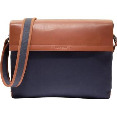 Imagem de Cole Haan Judson Brushed Twill Messenger, Midnight Moon/New British Tan, Midnight Moon/New British Tan