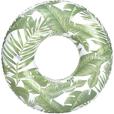 Imagem de FUNBOY Boia de tubo tropical inflável gigante de 122 cm, boia de piscina estilo donut, jangada de luxo para festas de verão na piscina e entretenimento