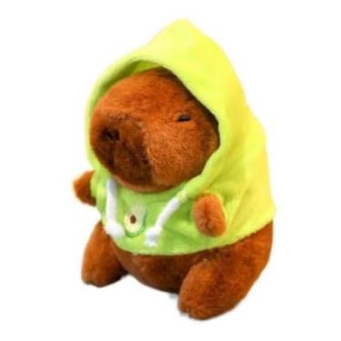 Imagem de Capivara de Pelúcia, bichinho de pelúcia com Blusa de Touca Verde – Chaveiro Fofo, Presente Criativo, Macio e Colecionável - 12 cm