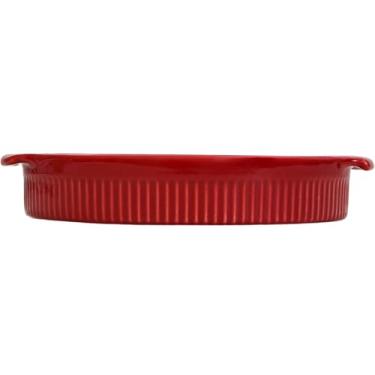 Imagem de Germer, Travessa redonda em porcelana, modelo assar ou servir, Funda, refratária, Ø 25 cm, 1600 ml, Vermelho