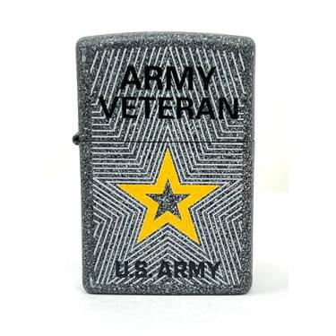 Imagem de Zippo Isqueiro - Isqueiro à prova de vento de pedra de ferro veteranos do exército dos EUA #Z5073