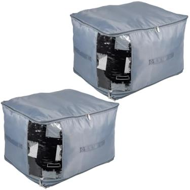 Imagem de DJAPWPX 2 peças organizadoras de roupas de grande capacidade, bolsas auto-organizadoras com janela transparente para edredons de cama