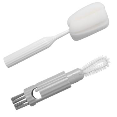 Imagem de Escovas longas de limpeza de mamadeira com alça, esfregão de mamadeira, escova de limpeza de mamadeira limpa cantos de garrafa de água de difícil alcance (cinza)