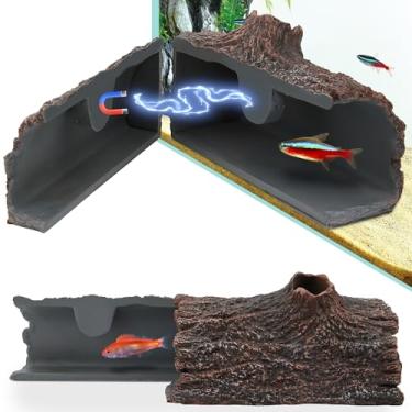 Imagem de Esconderijo magnético removível atualizado para aquário caverna de árvore oca para verificar seus animais de estimação aquáticos para se reproduzir, brincar e descansar com segurança e enfeites de