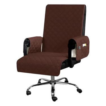 Imagem de Capa para cadeira de escritório com capa de apoio de braço, capa macia para cadeira de escritório, capa protetora de cadeira de mesa de computador com fivela antiderrapante, capa de assento de