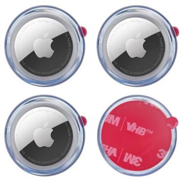 Imagem de echinff Pacote com 4 capas para Airtag, capa protetora com adesivo forte 3M compatível com etiquetas Apple Air para colar na TV, fones de ouvido remotos, mochilas, bagagem, laptop, câmera, bicicleta