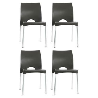 Imagem de Kit 4 Cadeira Boston Pés Alumínio Preto