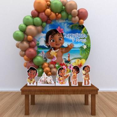 Imagem de Kit Festa Painel Redondo PERSONALIZADO Moana Baby 01- IMPAKTO VISUAL