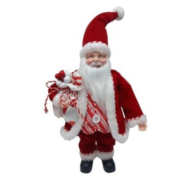 Imagem de Papai Noel Vermelho De Tecido Com Saco De Presentes 30Cm - Zona Livre