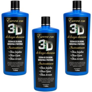 Imagem de Kit com 3 Escova Progressiva 3D Profissional 1000ml | Liso Absoluto