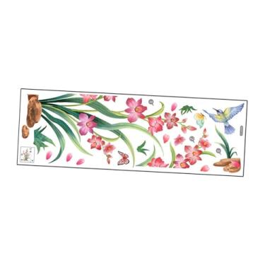 Imagem de Ｂｅｓｇａ Adesivo de parede de flor de orquídea, papel de parede de PVC, mural de borboletas e pássaros, decoração floral florescente para escritório