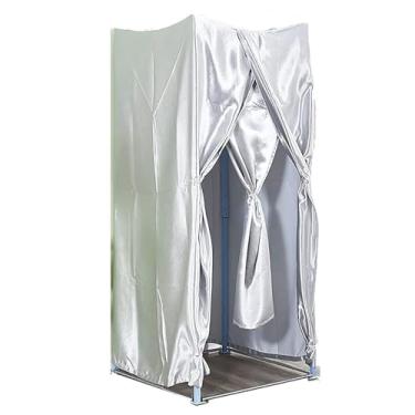 Imagem de Camarim portátil de chão com pano de proteção de privacidade, adequado para escritório, shopping e loja de roupas (prata, 80 x 80 x 200 cm)