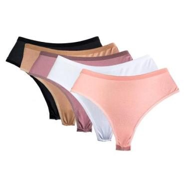 Imagem de Kit 5 Calcinhas Fio Dental Duplo em Microfibra Lingerie Empina Bumbum 