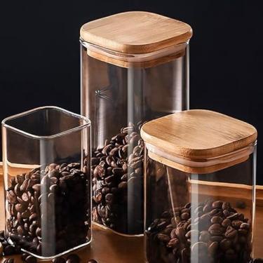 Imagem de Kit 2 Potes acrílico com tampa 500 ML, quadrado transparente, super vedação e multiuso