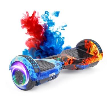 Imagem de Hoverboard 6,5” com Bluetooth e Iluminação LED, Patinete Elétrico de Equilíbrio para Crianças e Jovens Dança do Gelo e Fogo