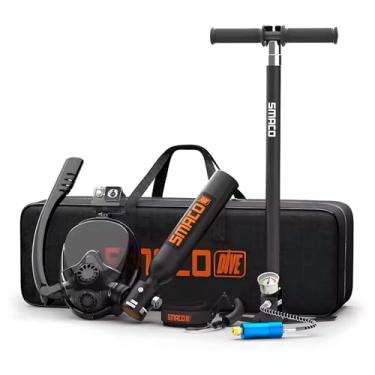 Imagem de Máscara De Mergulho Snorkel Cilindro De Ar C/Bomba + Bolsa Preto