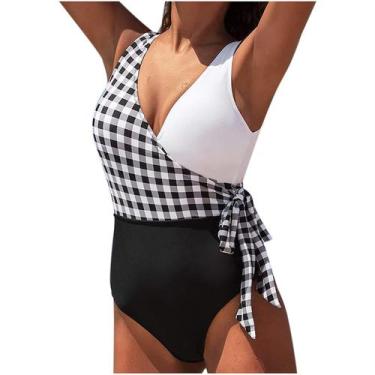 Imagem de Biquíni feminino sólido push-up acolchoado Swimwear Beachwear Maiô de 