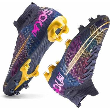 Imagem de Tênis de futebol masculinos de futebol com pontas longas, couro e borr