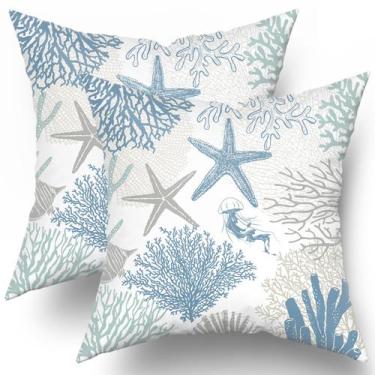Imagem de Capa de almofada Granbey Coastal Nautical 60x60cm, conjunto de 2