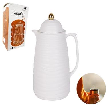 Imagem de Garrafa Térmica Resistente 1Litro Jade Branca Linha Vertical