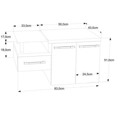 Imagem de Gabinete Armario para Banheiro Legno 830 (Somente Balcao) - Metalig, B