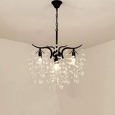 Imagem de Lustre de cristal de luxo, moderno, luminária de teto embutida para sala de estar, quarto, sala de jantar, escritório, preto e branco quente, 9 lâmpadas