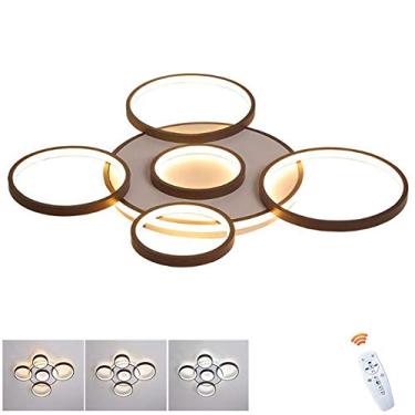 Imagem de Luminária de teto LED regulável para sala de estar com controle remoto - Luminária de teto moderna com design de anel Abajur de acrílico Sala de jantar Cozinha Quarto Iluminação de teto Lust