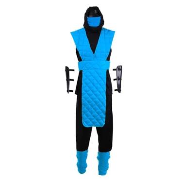 Imagem de 1791's lady Mortal Kombat 11 Sub Zero Cosplay Costume Mens Outfit (Blue 1, L)